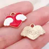 Accesorios Aleatorios de San Valentín con Forma de Corazón Rojo y Rosa, Accesorios para Pulsera, Collar, Colgante, Dijes Esmaltados para Manualidades