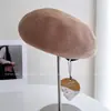 Boina de Papel Washi Japonés de Color Sólido Estilo Minimalista para Mujer, Sombrero de Artista Transpirable con Protección Solar, Boina Ligera de Punto Color Nude para Verano