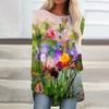 Primavera y Otoño 2024 Comercio Exterior Transfronterizo Ropa de Mujer Vestido Raglán con Estampado Digital 3D Flores de Pintura al Óleo Personalización de Vainas