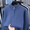 Suéter Grueso con Media Cremallera Transfronterizo para Hombre 2026 Invierno Nuevo Estilo Coreano Una Pieza Forro Polar Cálido Tejido de Lana para Hombre