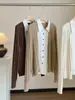 Suéter de Punto Color Block Falso Dos Piezas de Manga Larga Estilo Old Money para Mujer, Nueva Colección de Otoño, Cuello Patchwork, Cárdigan Elegante y Versátil