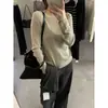 Mmc Dition Prendas de Punto para Mujer Otoño Nuevo Lana de Gama Alta Ajustada Cuello Redondo Manga Larga Camiseta Base