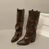 Pantalones con Hebilla Melanoidia Pierna Botas Largas Mujer 2026 Otoño Invierno Nuevo Tacón Alto Grueso Adelgazantes Apiladas Tubo Largo Botas de Jinete