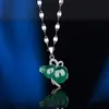 Colar de Prata Esterlina S925 com Pingente de Jade Calcedônia Ágata Cabaça Feminino Moda Alto Padrão Fulu Auspicioso Estilo Meio do Século