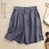Pantalones Cortos de Algodón y Lino con Cintura Elástica, Nuevos Pantalones Anchos de Verano a la Rodilla, Pantalones Casuales Versátiles Sueltos para Mujer con Cremallera