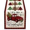 Caminho de Mesa com Estampa de Natal Decoração de Mesa para Festa de Feriado Toalha de Mesa de Natal Toalha de Mesa com Árvore de Natal Boneco de Neve Atacado