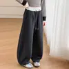Calça de Moletom Feminina Primavera e Outono 2026 Nova Casual Menina Estilo Coreano Crianças Médias e Grandes Cintura de Bolinhas Cor Contrastante Solta Tendência