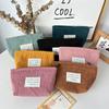 Nueva Bolsa de Cosméticos de Lona Pequeña Fresca de Pana con Gran Capacidad Portátil de Color Sólido Almacenamiento Simple Neceser Cosmético