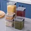 Caja de almacenamiento de cocina cuadrada gruesa para mascotas, caja de plástico transparente sellada para mantener la frescura, tanque de almacenamiento de granos secos