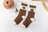 Calcetines Zhuji con Puños, Calcetines de Media Caña para Mujer, Estilo Primavera y Otoño, Estilo Trendy Ins, Estilo Japonés, Calcetines Largos Deportivos para Otoño e Invierno, Versátiles con Diseño de Oso