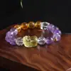 Pulseira de Quartzo Citrino Ametista Natural Original Nicho Pulseira Joker Moda TikTok Explosões Ao Vivo