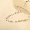 Cadena Plana de Hip-Hop de Moda Europea y Americana Ins Elegante Simple Larga Cadena de Cruz Joyería Chapada en Oro de 18K Acero Inoxidable Collar