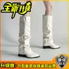 Botas Empilhadas Femininas Modernas com Detalhe de Fivela, Botas de Couro de Cano Alto Outono/Inverno 2026, Botas de Cavaleiro Pontiagudas Afuniladoras com Salto Plataforma