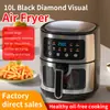 Freidora de Aire Transfronteriza para Uso Doméstico, Multifuncional, Inteligente, de Alta Potencia, Gran Capacidad, Sin Aceite, Bajo en Grasa, para Asar Alitas de Pollo y Papas Fritas, Freidora Eléctrica