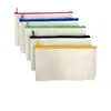 Estojo de Lona para Lápis Atacado Transfronteiriço da Amazon Bolsa com Zíper Lisa Bolsa de Cosméticos de Lona com Impressão de Logo e Personalização de Tamanho