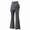 Conjunto de shorts com saia e cordão irregular para yoga feminino Gola quadrada francesa slim fit manga longa respirável elástico vestuário esportivo fitness para mulheres