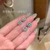 Atacado do Fabricante Pequenos Brincos de Batata Doce Natural Jade Azul Perigoso Prata S925 Incrustado Pequeno Fresco Design de Girassol