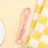 Llavero de Peluche de Cuerda Tejida a Mano de Color Sólido Lanyard Corto Portátil para Teléfono Colgante Decorativo para Bolso