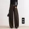 Pantalones largos casuales de cintura alta con estampado de leopardo elegante, jeans de pierna ancha para mujer, nuevo diseño de otoño 2026, pantalones de moda hasta el suelo