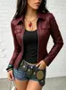 A1130T Vinho Europeu e Americano Transfronteiriço Amazon Aliexpress Jaqueta Elegante de PU Moda Feminina Versátil Estilo para o Dia a Dia
