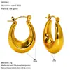 Pendientes Huecos Dorados Brillantes de Acero Inoxidable de Alta Gama Transfronterizos Europeos y Americanos Pendientes Personalizados Sencillos de Lujo Ligero Venta al por Mayor
