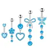 Amazon En Stock Set de 5 Piezas de Anillos para Ombligo, Acero Inoxidable Exquisito Súper Brillante Circonita Joyería para Piercing de Ombligo