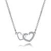 Collar de doble corazón de moda, cadena de clavícula, elegante collar de corazón a corazón para mujer, amor, diamante en forma de corazón, cadena de mujer al por mayor