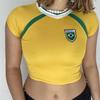 2024 Verão Manga Curta Y2K Slim Fit Carta Bordado Bebê Vintage Roupas Casuais Femininas Top Street Clothes
