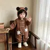 Macacão com Capuz de Outono para Meninos Roupa de Peça Única Estilosa para Bebês Pequenos Macacão Roupas de Outono Inicial Roupas para Engatinhar