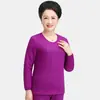 Roupa Térmica de Outono e Inverno para Mulheres de Meia-Idade e Idosas, Algodão Acolchoado de Três Camadas, Roupa Térmica Quente para Mães, Roupa Térmica Masculina e Feminina para Todas as Idades, Camada Base de Outono e Inverno