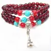 Pulsera de joyería granate de imitación tres anillos pulsera de 6 mm estilo étnico joyería para mujer suministro de puesto al por mayor