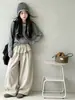 Calça para Meninas 2026 Primavera/Outono Nova Calça de Cobertura para Fralda 100% Algodão Calça Scimitar Estilosa Casual Estilo Coreano Crianças Médias e Grandes Calça de Perna Larga