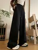 Calça Esportiva Cinza Americana Feminina Primavera e Outono 2025 Nova Solta Emagrecedora Casual Calça de Moletom Perna Reta Perna Larga Tendência