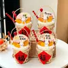 Festival de Mediados de Otoño 2026 Cesta de Bambú Portátil Decoración para Cupcakes Taza Bobo Decoración de Pastel de Luna Miffy Conejo Adorno Pegatina Decorativa con Carácter Fu