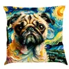 Amazon deseo transfronterizo nuevo creativo pintura al óleo funda de almohada de perro cojín de asiento de coche cojín impreso