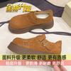 Sapatos Birkenstocks vintage de sola grossa para mulheres, novos, primavera 2025, sola de couro macia e confortável, mocassins sem cadarço para os pés