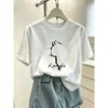 Camiseta feminina de algodão puro estilo coreano com ombros retos, manga curta, moderna, casual, versátil, estilosa, emagrecedora, top preto, novo modelo de verão