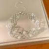 Pulseira Colar de Vidro Oco Moda Transfronteiriça Europeia e Americana Versátil Elegante Corrente para Suéter Conjunto de Joias de Luxo Leve de Alta Qualidade