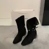 Botines de estilo francés de doble uso, súper modernos y deslumbrantes para 2026, chic de principios de otoño, llamativos de estilo callejero, botines de ante efecto Maillard estilo Western cowboy para mujer