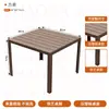 Mesa e cadeiras de jantar de plástico-madeira para exterior, mesa longa de metal na cor de madeira natural, uma mesa com quatro cadeiras, mesas e cadeiras para restaurantes em áreas cênicas