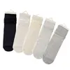 Calcetines de Seda de Morera de Media Pantorrilla para Mujer Primavera y Verano, Calcetines Blancos Finos de Color Sólido, Calcetines Transpirables Estilo Universitario para Maternidad, Calcetines Versátiles de Verano