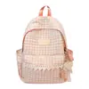 Mochila Fresca e Artística Estilo Floresta com Renda e Xadrez, Mochila Escolar para Meninas Jovens Energéticas e Estudantes