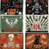 Manteles de Mesa Nuevos Transfronterizos para Halloween Lino Estampado de Calavera Calabaza Manteles Individuales para Servilletas Decoración de Atmósfera Festiva Juego de Seis Piezas Manteles de Mesa