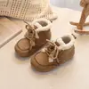 2025 Inverno para Meninas Pelúcia de Desenho Animado Coelho Pingente Decoração Camurça Bebê Primeiros Passos Botinhas de Algodão Pequenas