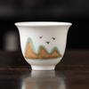 Taza de té de cerámica de jade graso mate taza pequeña juego de té kung fu tazón de té dorado de alta calidad hogar moderno lujo venta al por mayor