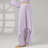 Ropa de Práctica de Danza Clásica, Pantalones de Mujer, Pantalones Elegantes de Pierna Ancha, Ropa de Baile para Adultos, Pantalones de Práctica de Malla con Empalme de Danza Moderna