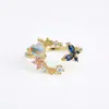 Anillo Ajustable con Apertura de Circonita Estilo INS Más Vendido Transfronterizo para Mujer Dulce Lindo Flor Elegante