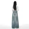 Estilo Urbano Inteligente | Jeans de Pierna Ancha Estilo Calle Americano Vintage para Mujer, Pantalones Rectos de Largo Completo, Extra Largos para Primavera