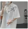 Nova Camisa Masculina de Manga Curta Estilo Chinês Vento Nacional Bordado em Bambu Patchwork Desconstruído Design de Nicho Solta Manga de Cinco Pontos