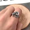 Anillo abierto de serpiente de plata S925 vintage europeo y americano, joyería transfronteriza, anillo de serpiente de cascabel de plata tailandesa para hombre, joyería de plata